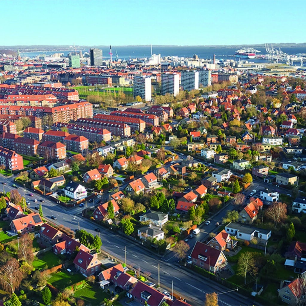 Dronebillede af Aarhus by